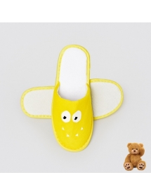 Andy Velour closed-toe slippers in yellow/white color with children's design, Size 24 cm